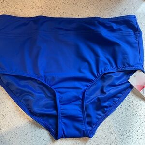 Lands End Women's Blue High-Waisted Swim Bottom, Size 12